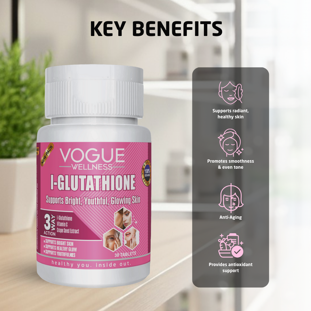 L-Glutathione 500mg Tablets with Vitamin C, Vitamin E & Niacinamide | 30 Tablets