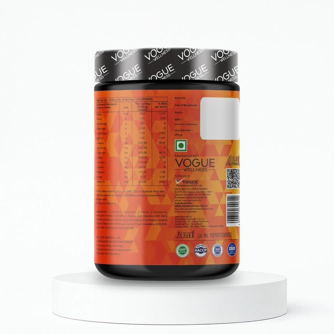 BCAA Powder  Mango Lemon Flavour |400g