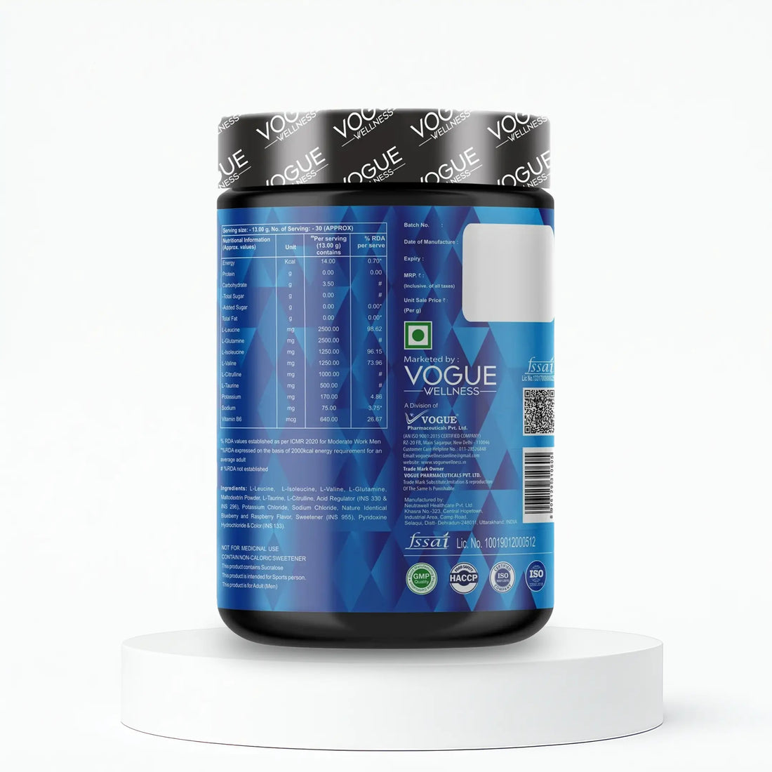 Nutrition Real BCAA Powder (Blue Raspberry)