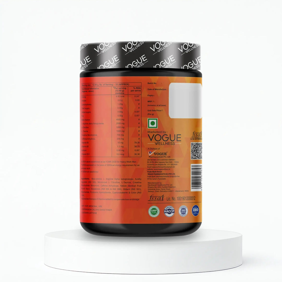 Pre Workout Powder Fruity Punch Flavour Sports Nutrition Supplement