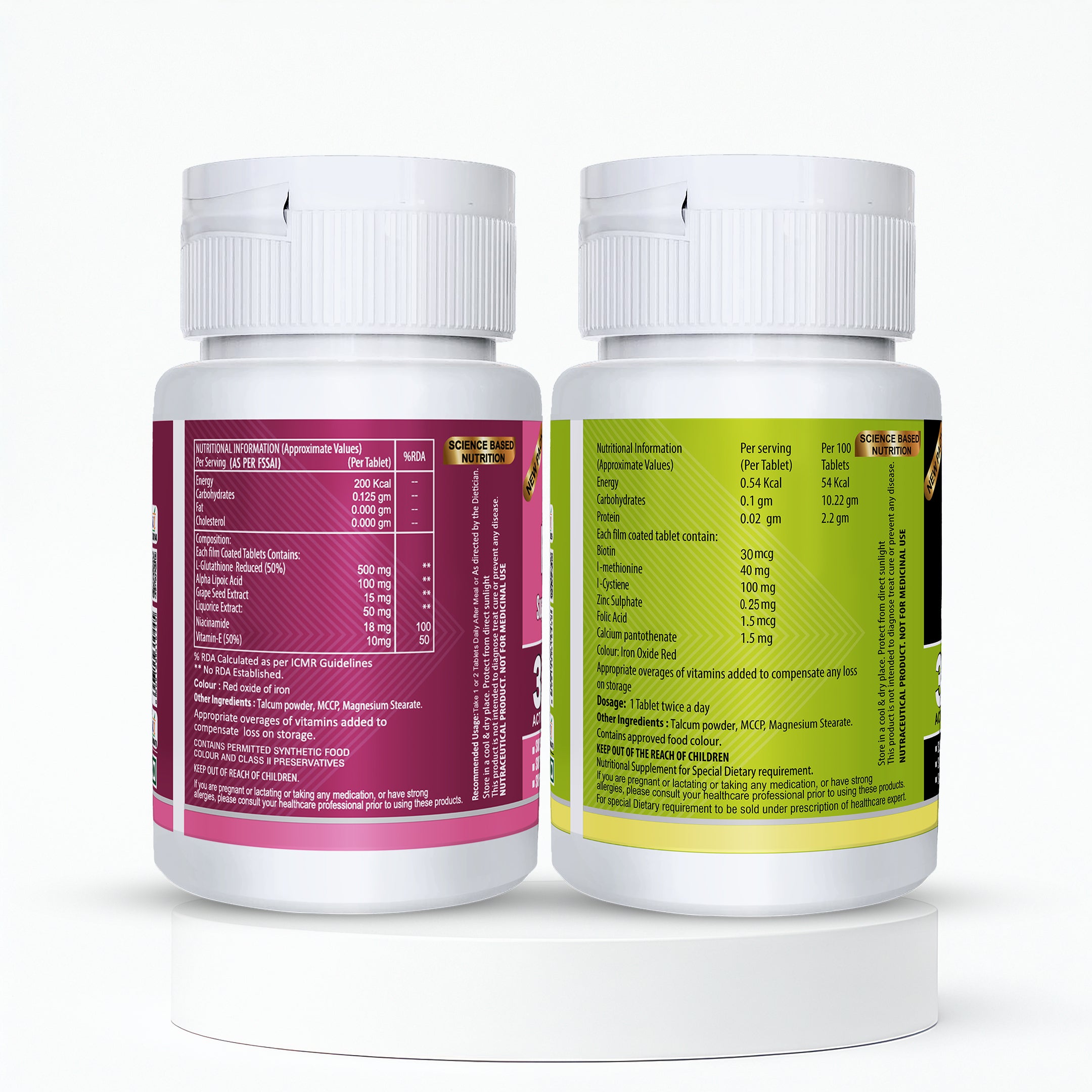 Biotin 60 Tablets & L-Glutathione 30 Tablets Combo | Healthy Hair, Skin Glow & Strong Nails
