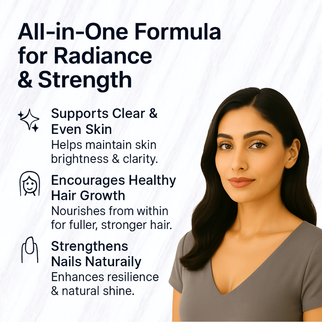 Biotin 60 Tablets & L-Glutathione 30 Tablets Combo | Healthy Hair, Skin Glow & Strong Nails
