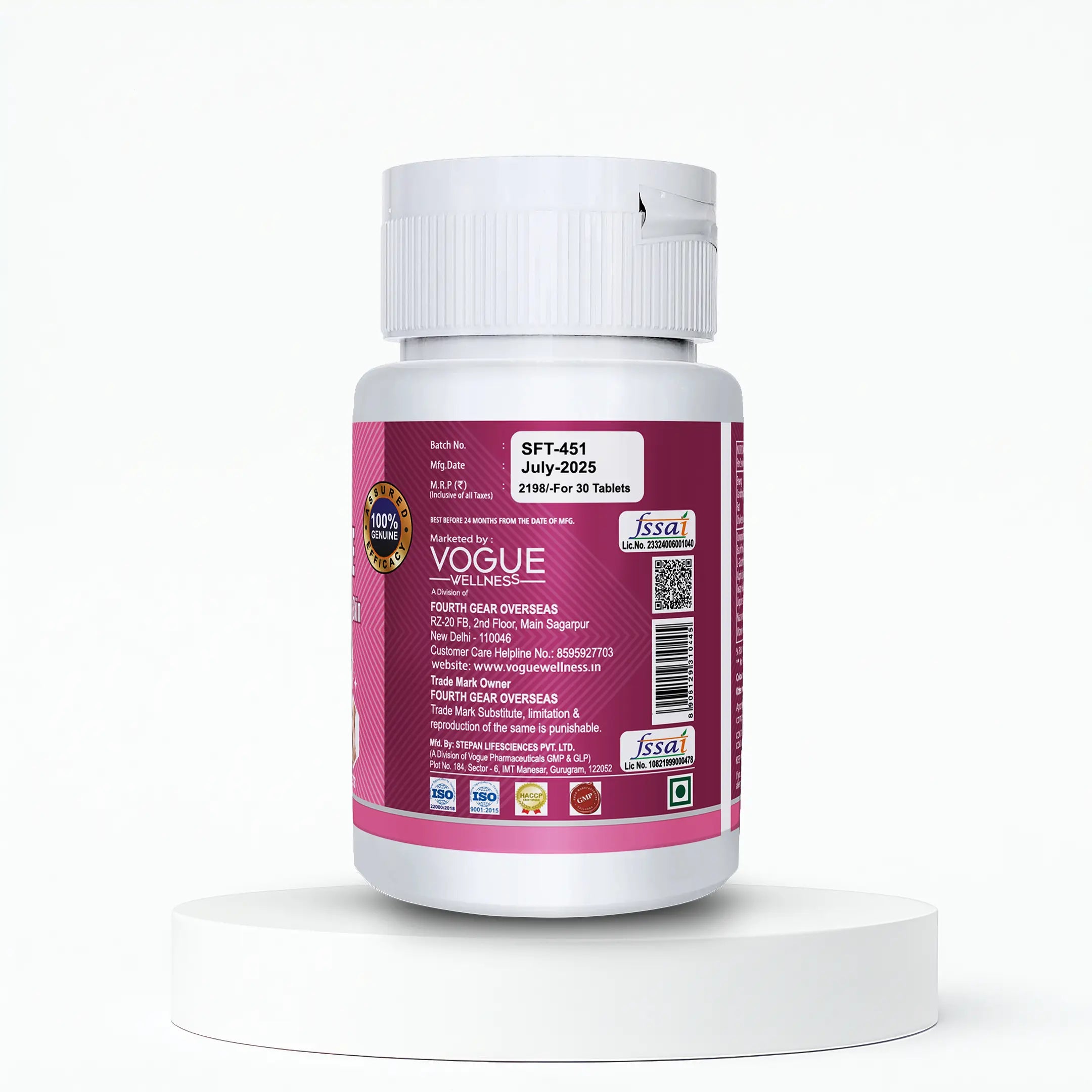 Vogue Wellness L-Glutathione Tablets for Skin Glow, Hair Strength & Nail Health