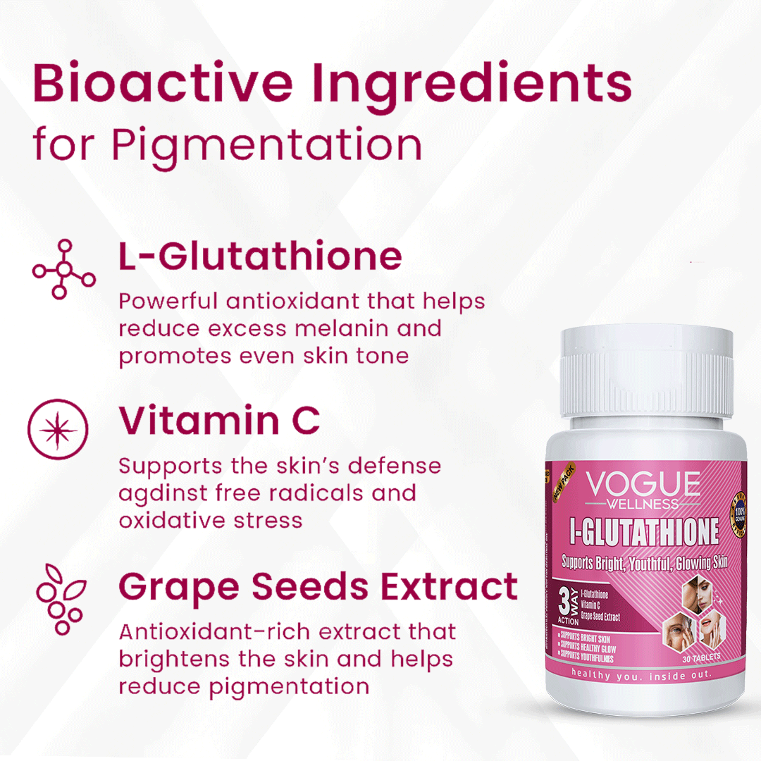 Vogue Wellness L-Glutathione Tablets for Skin Glow, Hair Strength & Nail Health