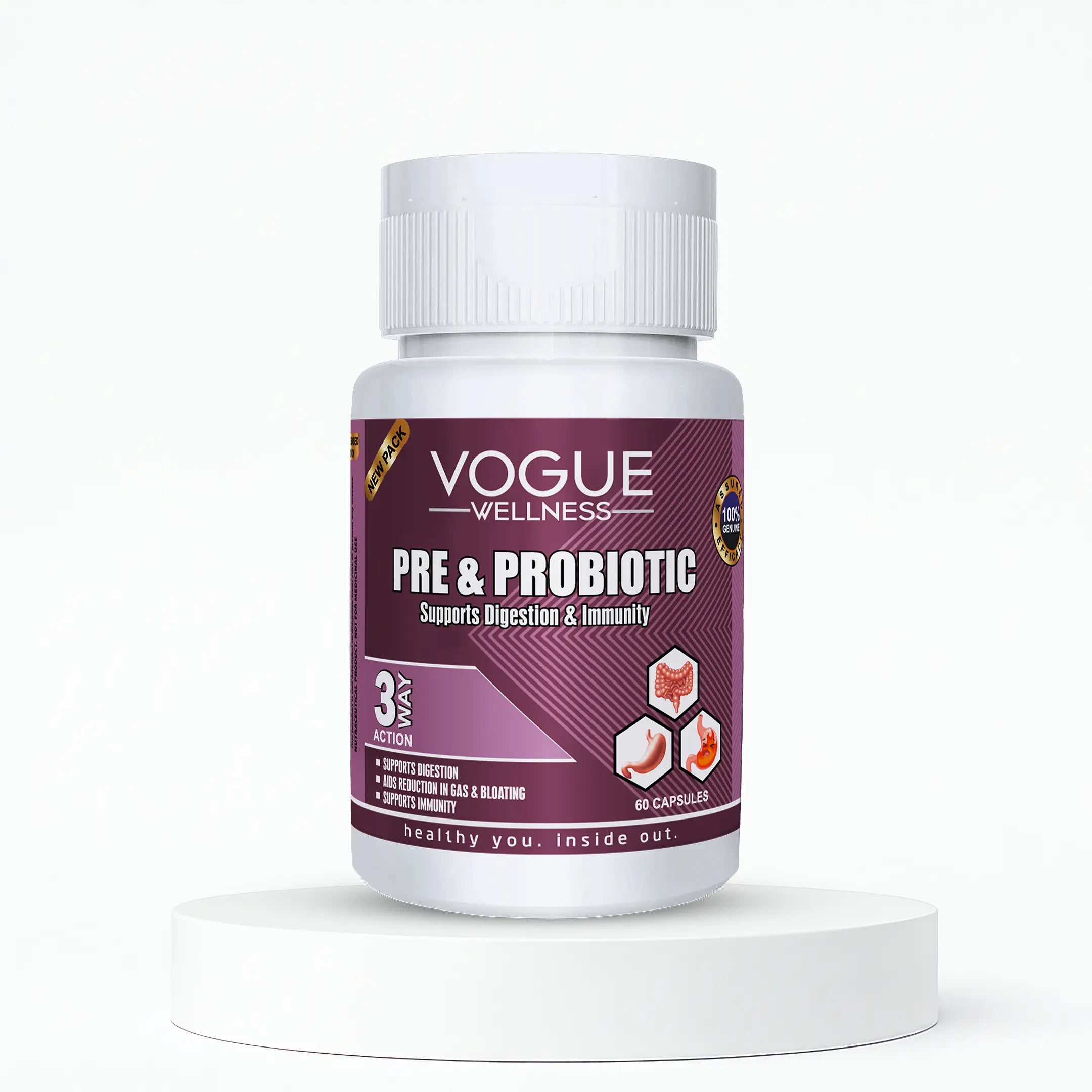 Vogue Wellness Pre & Probiotic Tablets – Daily Digestive Health Supplement